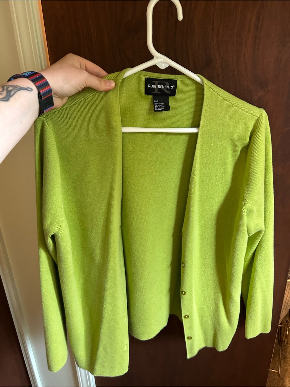 Requirements Women’s Bright Lime Open Front Cardigan